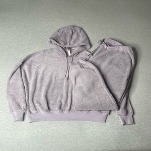 Adore Me Women’s Sherpa Sweatshirt Hoodie & Jogger Pants 2 PCS. Set